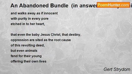 Gert Strydom - An Abandoned Bundle  (in answer to Mbuyiseni Oswald Mtshali)