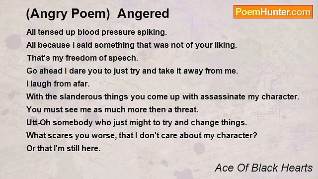 Ace Of Black Hearts - (Angry Poem) Angered