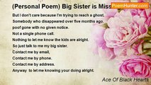 Ace Of Black Hearts - (Personal Poem) Big Sister is Missing