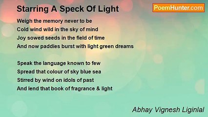 Abhay Vignesh Liginlal - Starring A Speck Of Light