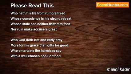 malini kadir - Please Read This
