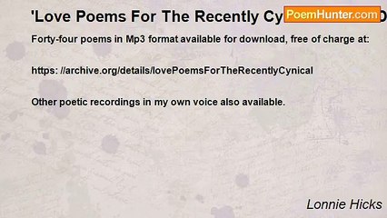 Lonnie Hicks - 'Love Poems For The Recently Cynical' Free CD Now Available!