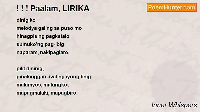Inner Whispers - ! ! ! Paalam, LIRIKA
