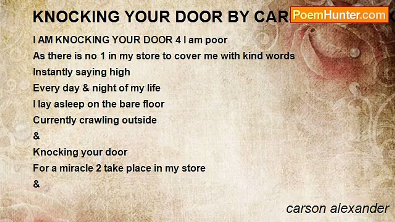 carson alexander - KNOCKING YOUR DOOR BY CARSON TP ALEXANDER