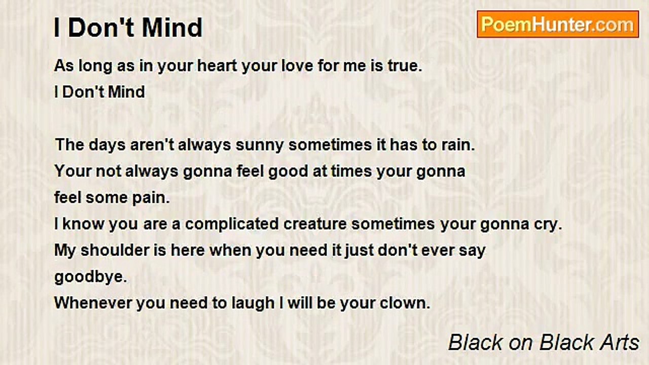 Black on Black Arts - I Don't Mind