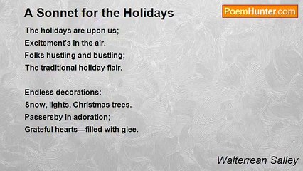 Walterrean Salley - A Sonnet for the Holidays