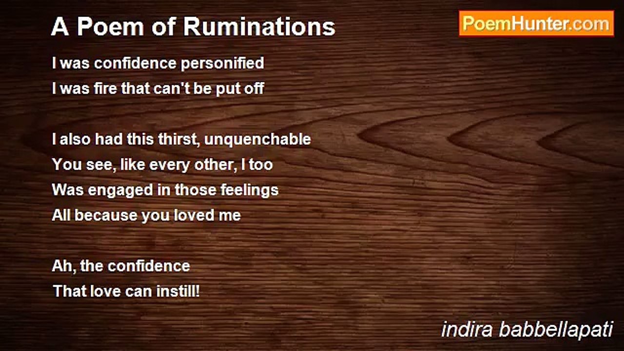 indira babbellapati - A Poem of Ruminations