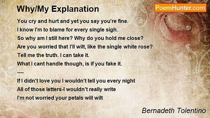 Bernadeth Tolentino - Why/My Explanation