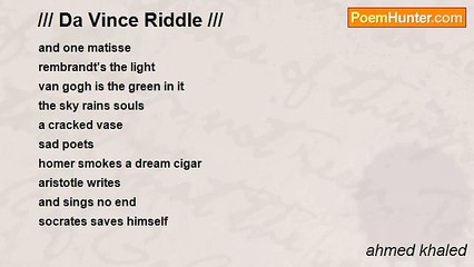 ahmed khaled - /// Da Vince Riddle ///