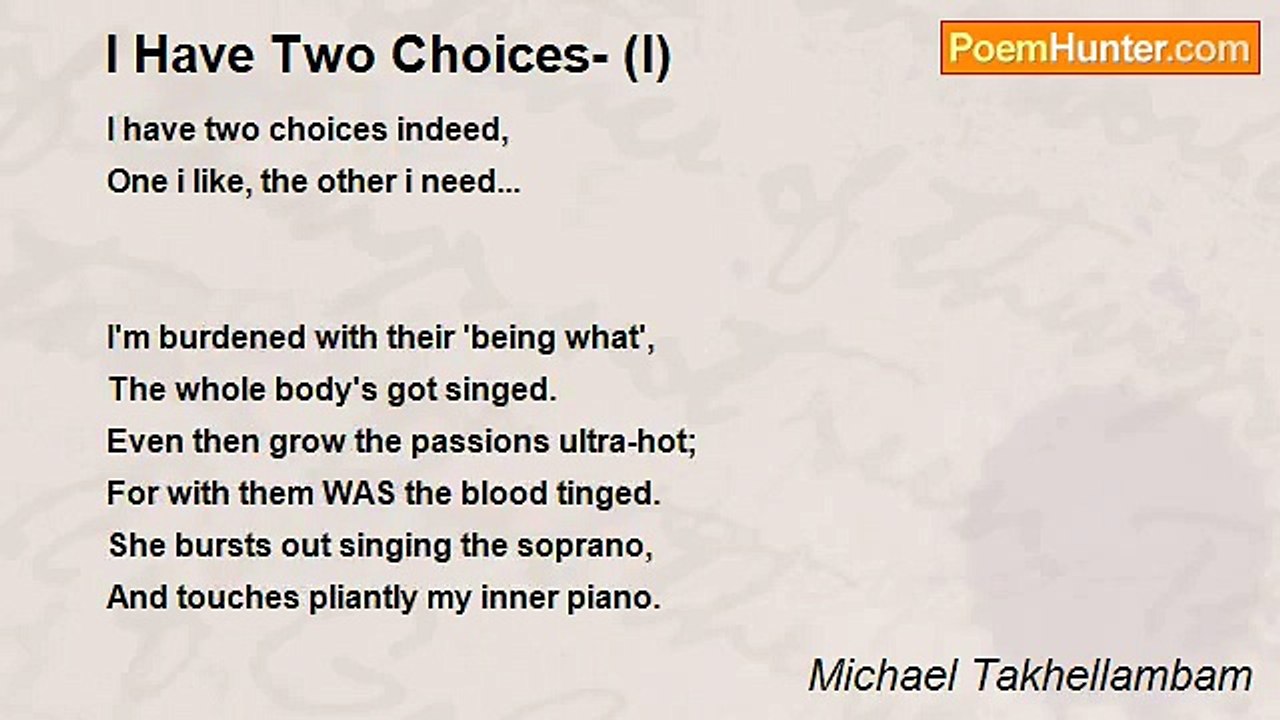 Michael Takhellambam - I Have Two Choices- (I)