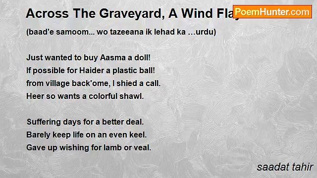 saadat tahir - Across The Graveyard, A Wind Flays