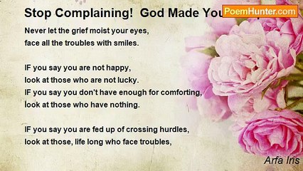 Arfa Iris - Stop Complaining!  God Made You Complete