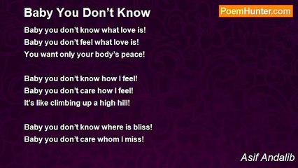 Asif Andalib - Baby You Don’t Know