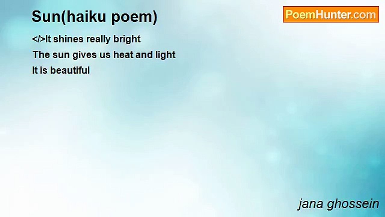 jana ghossein - Sun(haiku poem)