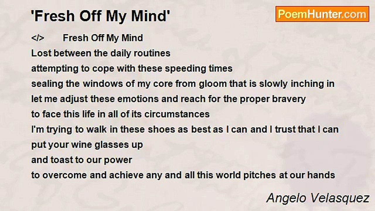 Angelo Velasquez - 'Fresh Off My Mind'