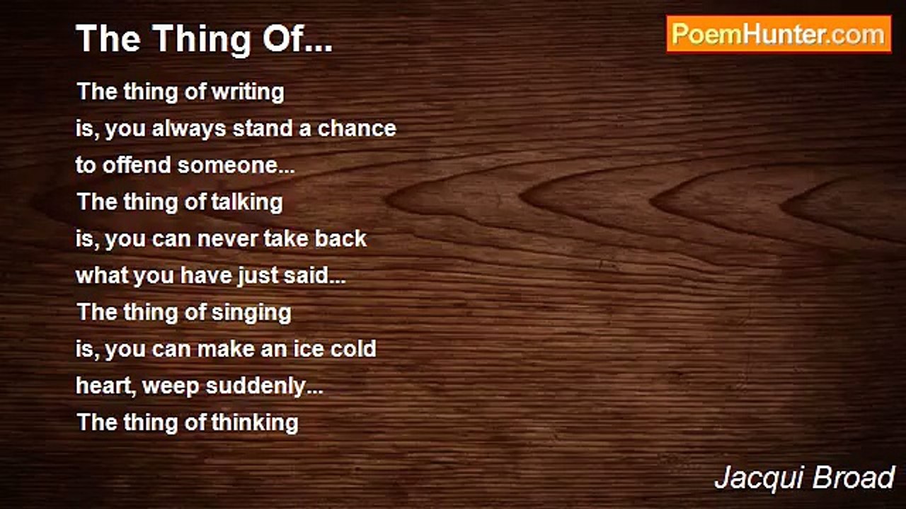 Jacqui Broad - The Thing Of...