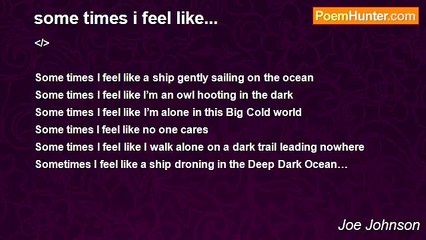 Joe Johnson - some times i feel like...