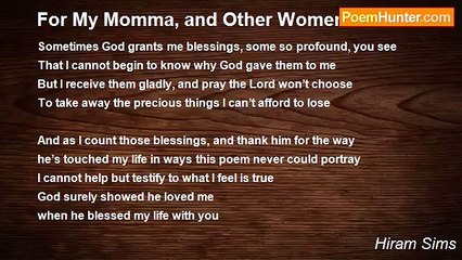 Hiram Sims - For My Momma, and Other Women I Love