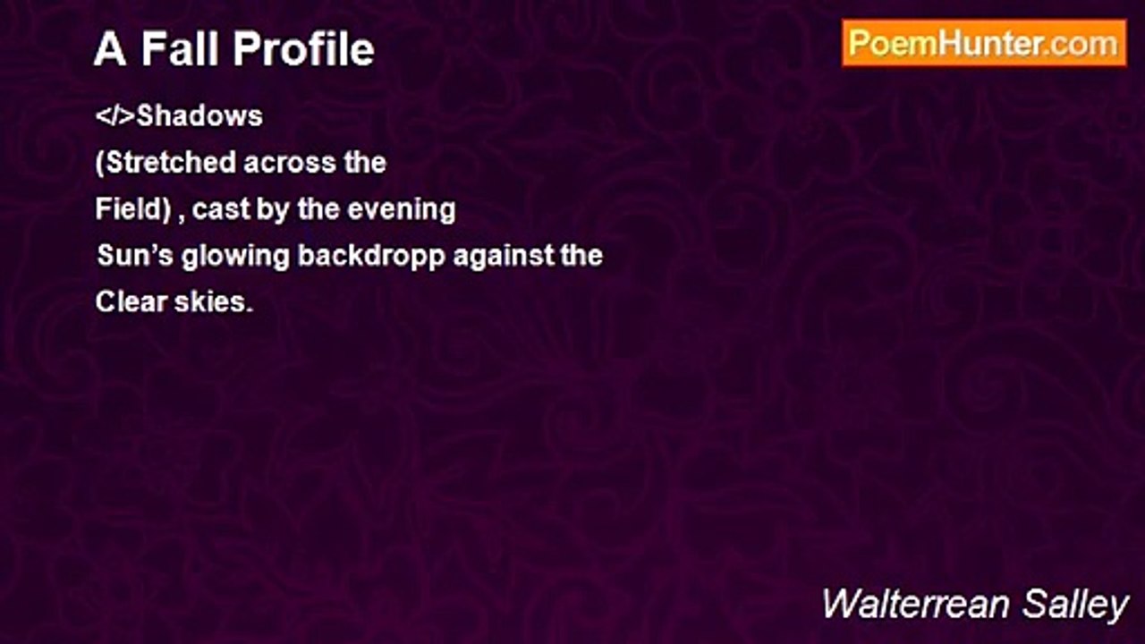 Walterrean Salley - A Fall Profile