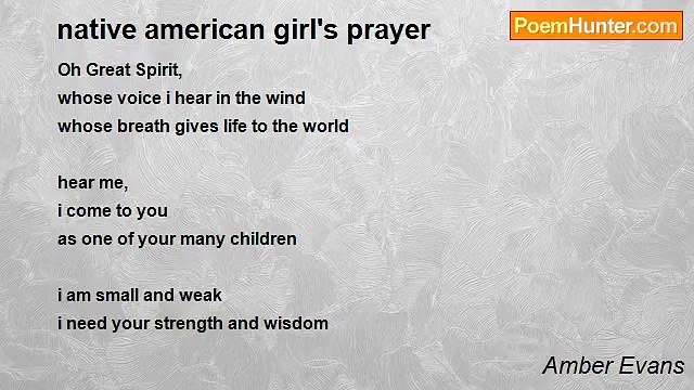Amber Evans - native american girl's prayer