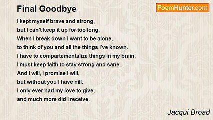 Jacqui Broad - Final Goodbye