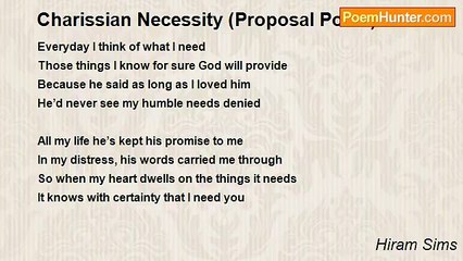 Hiram Sims - Charissian Necessity (Proposal Poem)