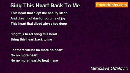 Miroslava Odalovic - Sing This Heart Back To Me