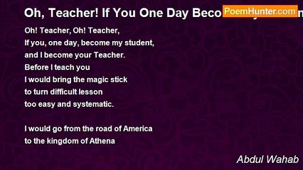 Abdul Wahab - Oh, Teacher! If You One Day Become My Student!