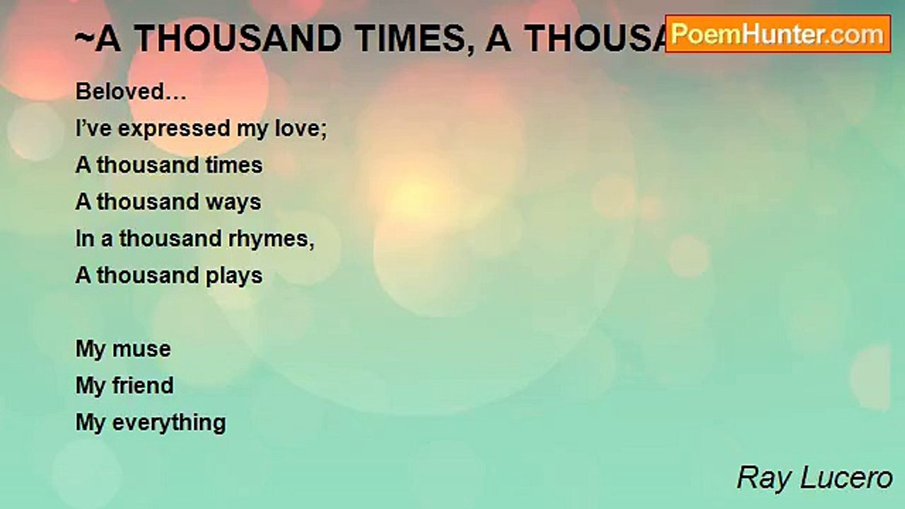 Ray Lucero - ~A THOUSAND TIMES, A THOUSAND WAYS~