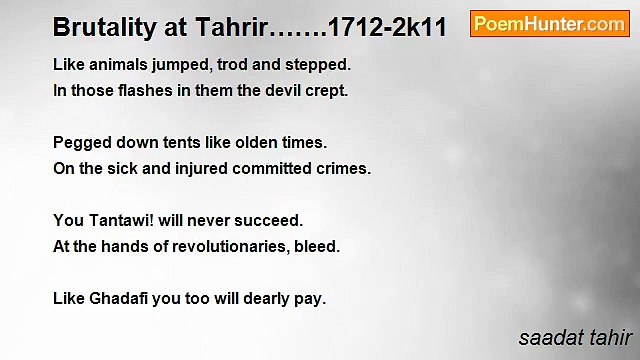 saadat tahir - Brutality at Tahrir…….1712-2k11