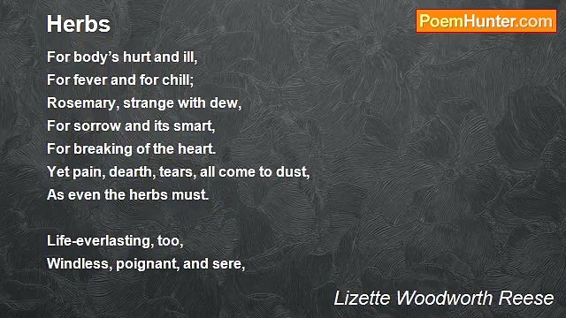 Lizette Woodworth Reese - Herbs