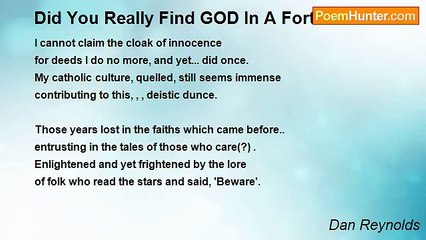 Dan Reynolds - Did You Really Find GOD In A Fortune Cookie?