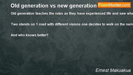 Ernest Makuakua - Old generation vs new generation