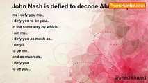 ahmed khaled - John Nash is defied to decode Ahmed's poems