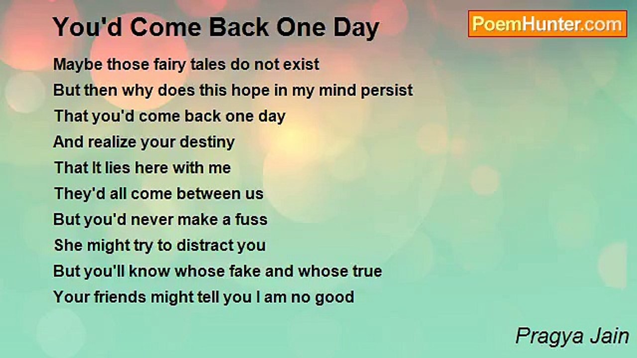Pragya Jain - You'd Come Back One Day