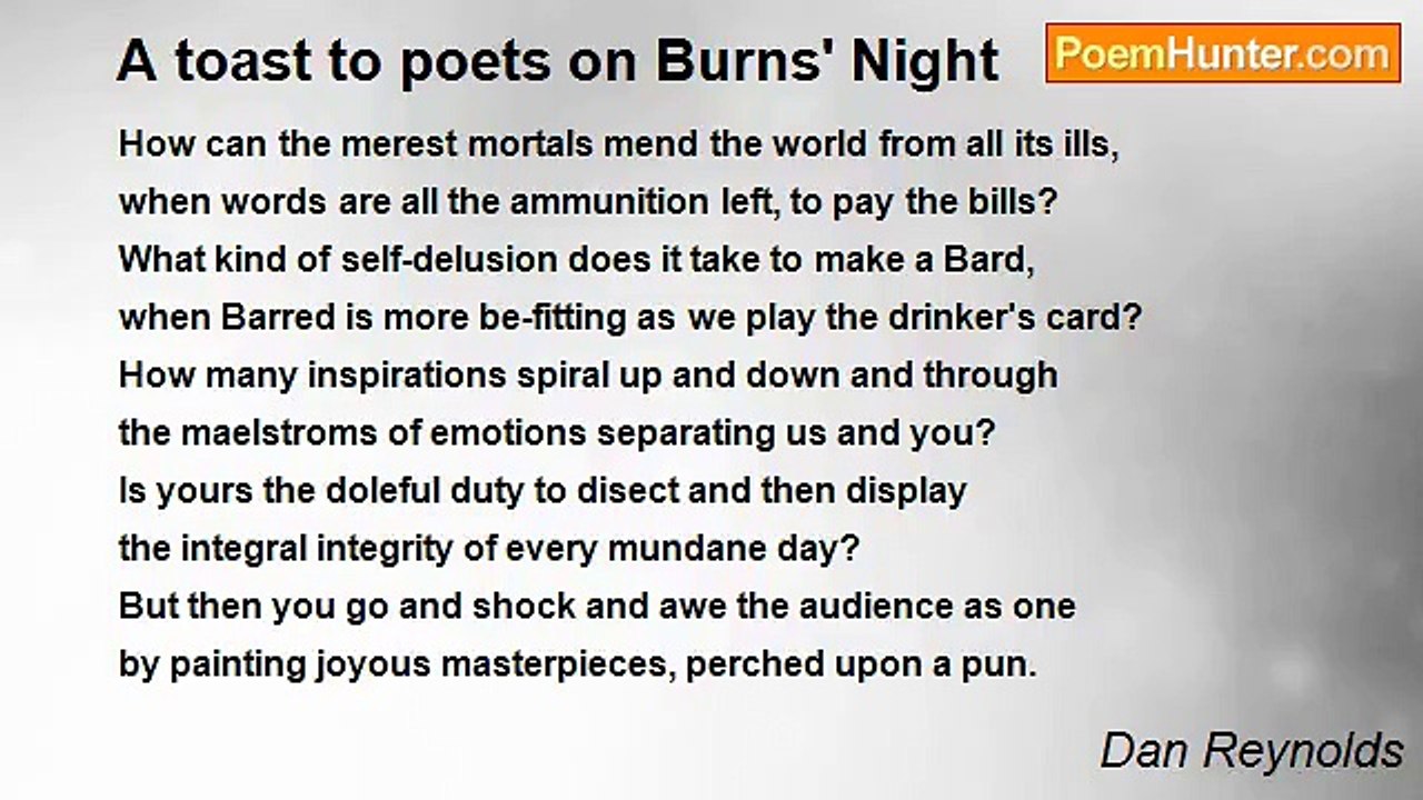 Dan Reynolds - A toast to poets on Burns' Night