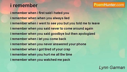 Lynn Garman - i remember