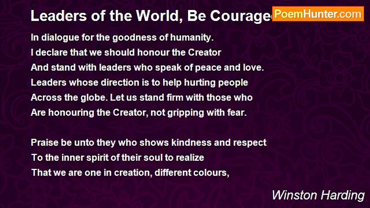 Winston Harding - Leaders of the World, Be Cour...