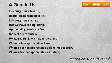 veeraiyah subbulakshmi - A Gem In Us