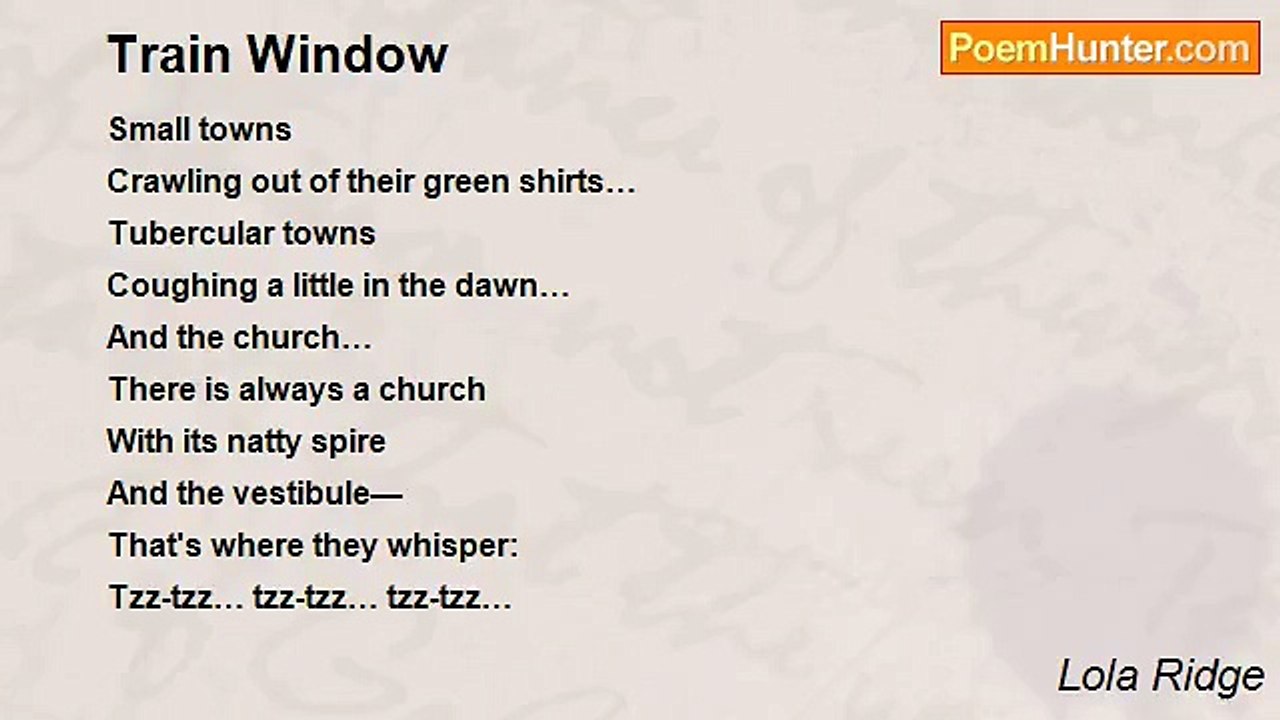 Lola Ridge - Train Window