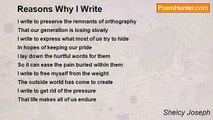 Shelcy Joseph - Reasons Why I Write