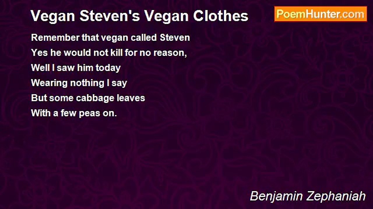 Benjamin Zephaniah - Vegan Steven's Vegan Clothes