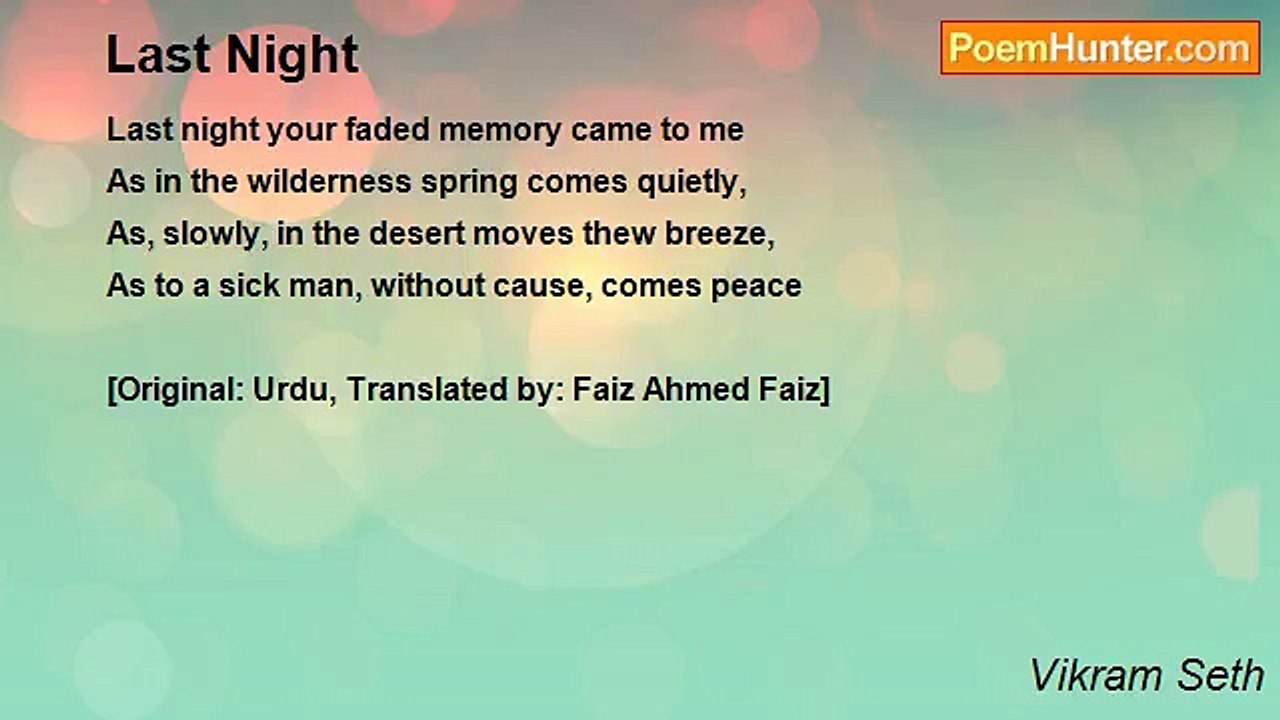 Vikram Seth - Last Night