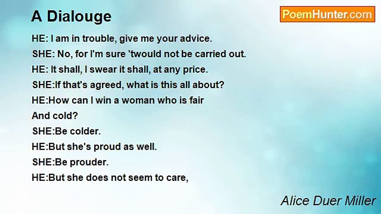 Alice Duer Miller - A Dialouge