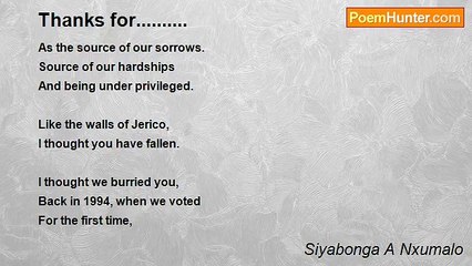 Siyabonga A Nxumalo - Thanks for..........