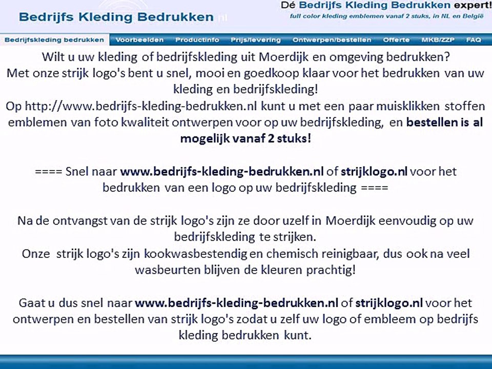 Kleding bedrijfskleding bedrukken Moerdijk