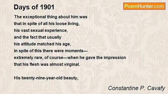 Constantine P. Cavafy - Days of 1901