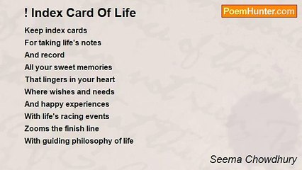 Seema Chowdhury - Index Card Of Life