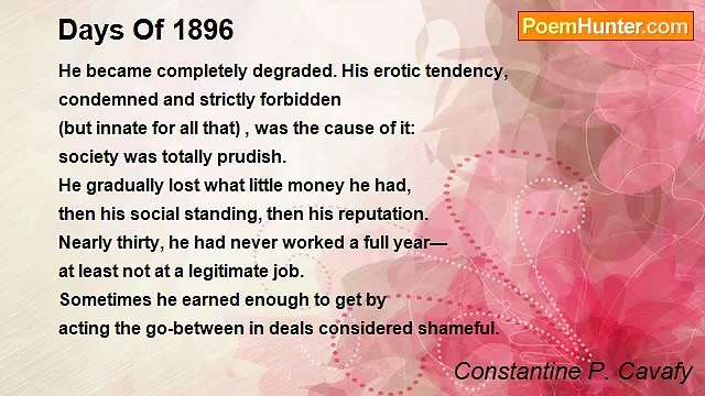 Constantine P. Cavafy - Days Of 1896