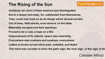 Czeslaw Milosz - The Rising of the Sun